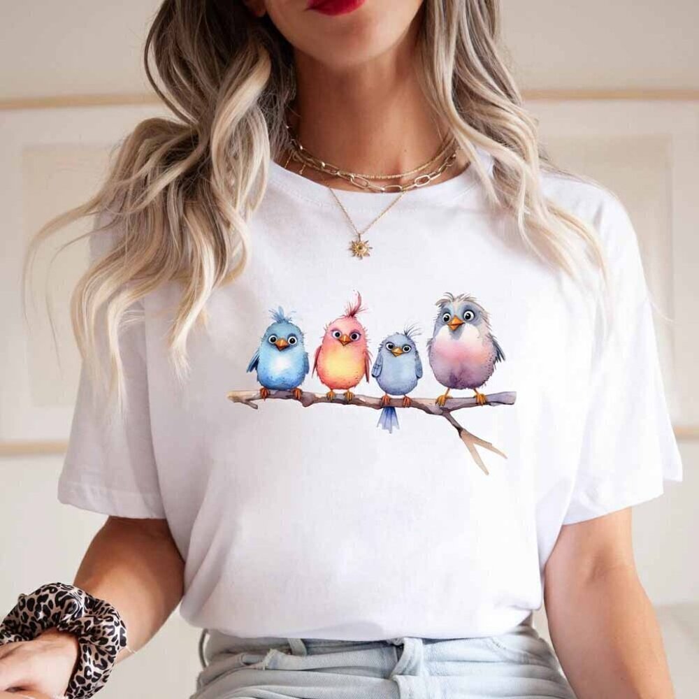 Bird Lover Cute Animal Nature Aesthetic Graphic Unisex T-Shirt - Picture 1 of 4